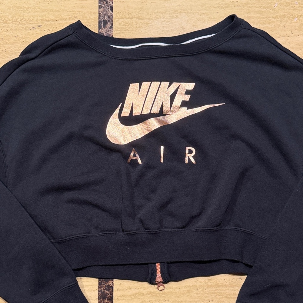 Nike Black Cropped Sweatshirt with Rose Gold Logo